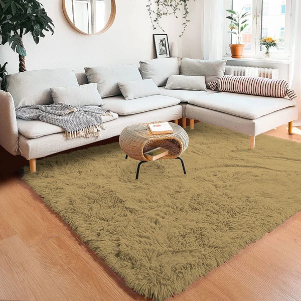 LUXE HOME INTERNATIONAL Carpet Marino Fur 2000 GSM Super Soft ( A.Gold , 4x6 Ft , Pack of 1 ) - A.Gold