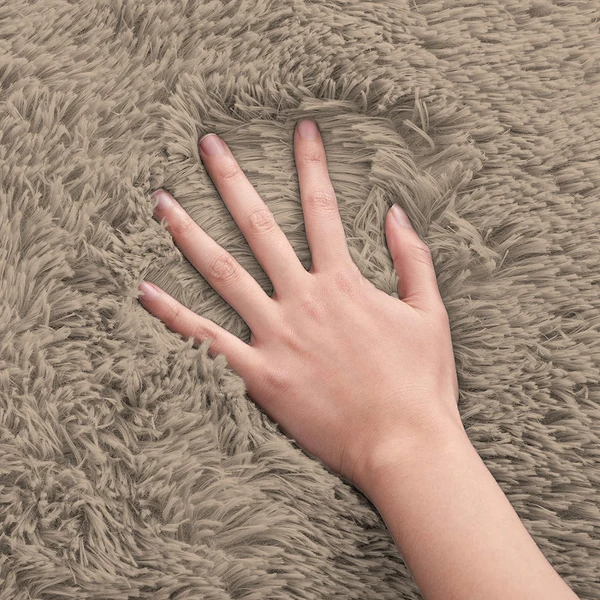 LUXE HOME INTERNATIONAL FloorRunnerMarinoFur2000GSMSuperSoft(Taupe,2x5Ft,Packof1) - Taupe