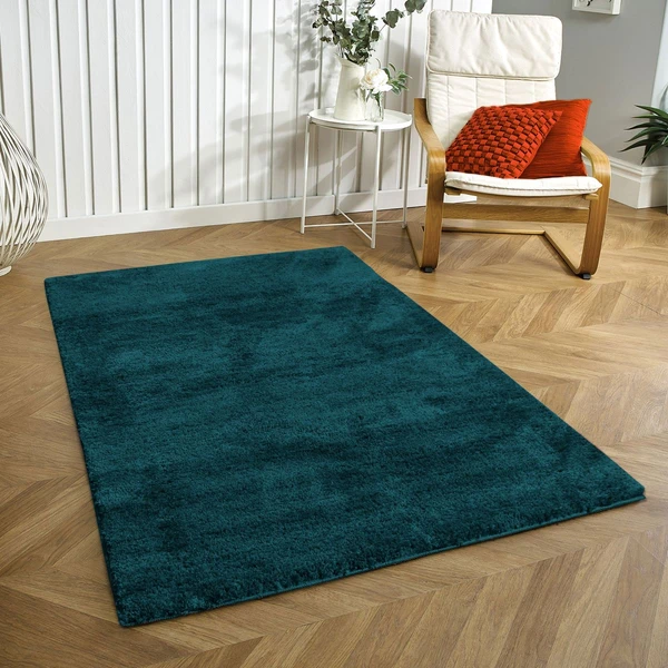 LUXE HOME INTERNATIONAL CarpetNewmanMicrofiber2500GSMAntiSlip(Teal,4x6Ft,Packof1) - Teal