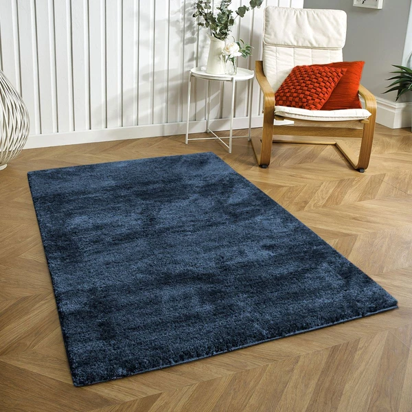 LUXE HOME INTERNATIONAL CarpetNewmanMicrofiber2500GSMAntiSlip(NavyBlue,4x6Ft,Packof1) - Navy Blue