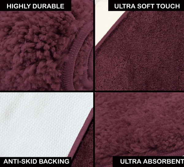 LUXE HOME INTERNATIONAL BathmatNewmanMicrofiber2500GSMAntiSlip(wine,45x75cm,Packof1) - wine