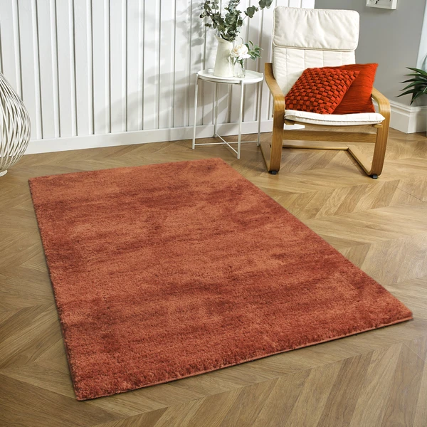 LUXE HOME INTERNATIONAL Carpet Newman Microfiber 2500 GSM Anti Slip ( Rust, 4x6 Ft, Pack of 1 ) - Rust