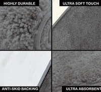 LUXE HOME INTERNATIONAL Bathmat Newman Microfiber 2500 GSM Anti Slip ( Silver, 45x75 cm, Pack of 1 ) - 45x75 cm, Silver