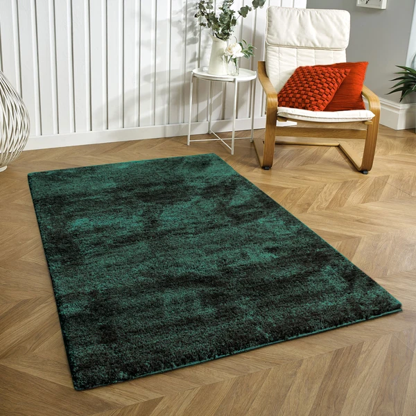 LUXE HOME INTERNATIONAL Carpet Newman Microfiber 2500 GSM Anti Slip ( Hunter Green, 4x6 Ft, Pack of 1 ) - Hunter Green