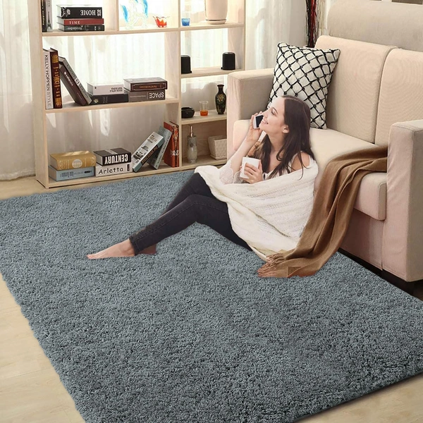 Luxe Home International LUXE HOME INTERNATIONAL Carpet Super Soft Anti Slip Vegas Rectangular Rugs For Bedroom,Livingroom(Grey,3X5 Feet) - 3x5 Ft, Grey