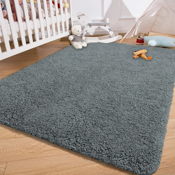 Luxe Home International LUXE HOME INTERNATIONAL Carpet Super Soft Anti Slip Vegas Rectangular Rugs For Bedroom,Livingroom(Grey,3X5 Feet) - 3x5 Ft, Grey