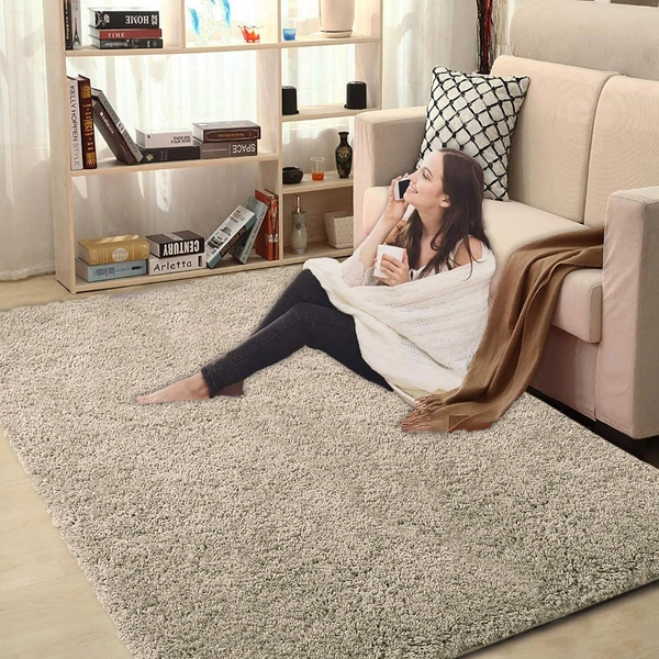 Luxe Home International LUXE HOME INTERNATIONAL Carpet Super Soft Anti Slip Vegas Rectangular Rugs For Bedroom,Livingroom(Beige,3X5 Feet) - 3x5 Ft, Beige