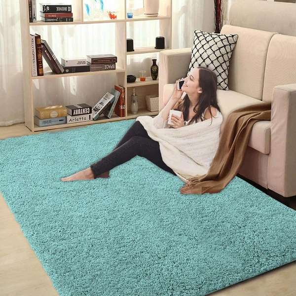 Luxe Home International LUXE HOME INTERNATIONAL Carpet Super Soft Anti Slip Vegas Rectangular Rugs For Bedroom,Livingroom(Aqua,3X5 Feet) - 3x5 Ft, Aqua