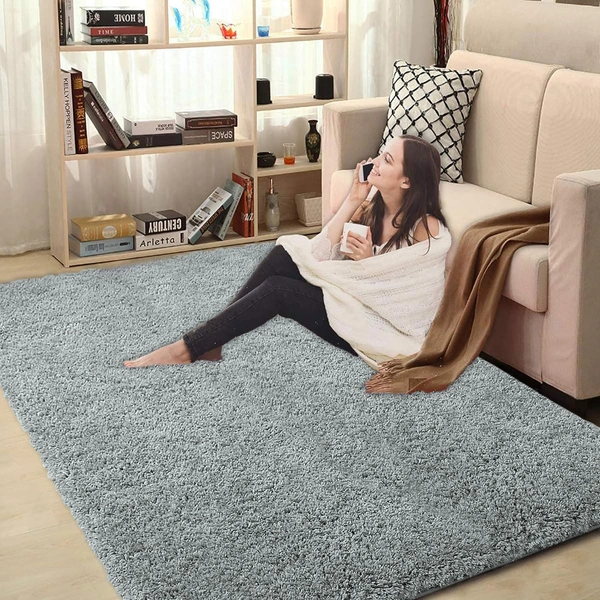 Luxe Home International LUXE HOME INTERNATIONAL Carpet Super Soft Anti Slip Vegas Rectangular Rugs For Bedroom,Livingroom(Silver,3X5 Feet) - 3x5 Ft, Silver
