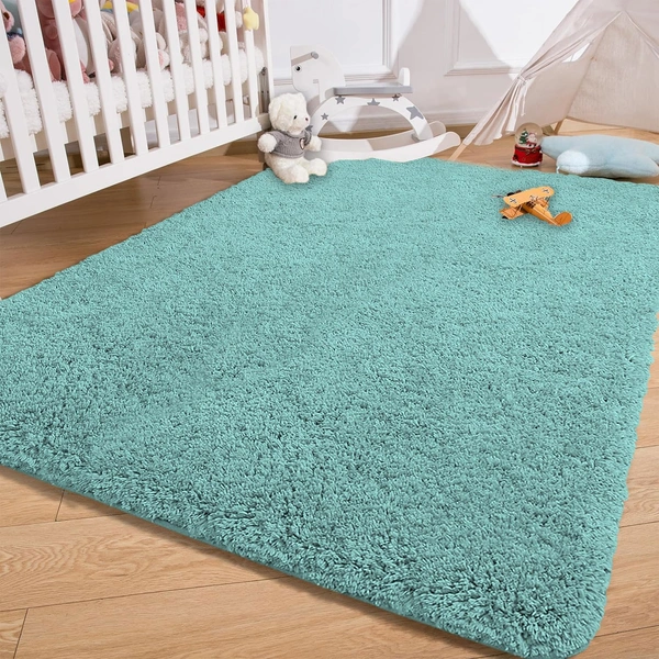 Luxe Home International LUXE HOME INTERNATIONAL Carpet Super Soft Anti Slip Vegas Rectangular Rugs For Bedroom,Livingroom(Aqua,4X6 Feet) - 4x6 Ft, Aqua
