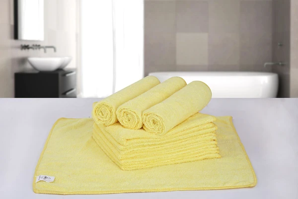 LUXE HOME INTERNATIONAL Cleaning Cloths, All-Purpose Softer Highly Absorbent, Lint Free - Streak Free Washable Cloth for House, Kitchen, Car, Window, Gifts (12in x 12in , Yellow , Pack of 5 ) - Yellow