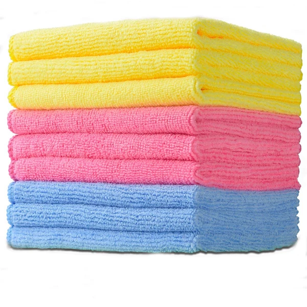 LUXE HOME INTERNATIONAL Cleaning Cloths, All-Purpose Softer Highly Absorbent, Lint Free - Streak Free Washable Cloth for House, Kitchen, Car, Window, Gifts (12in x 12in , Multi , Pack of 12 ) - Multi