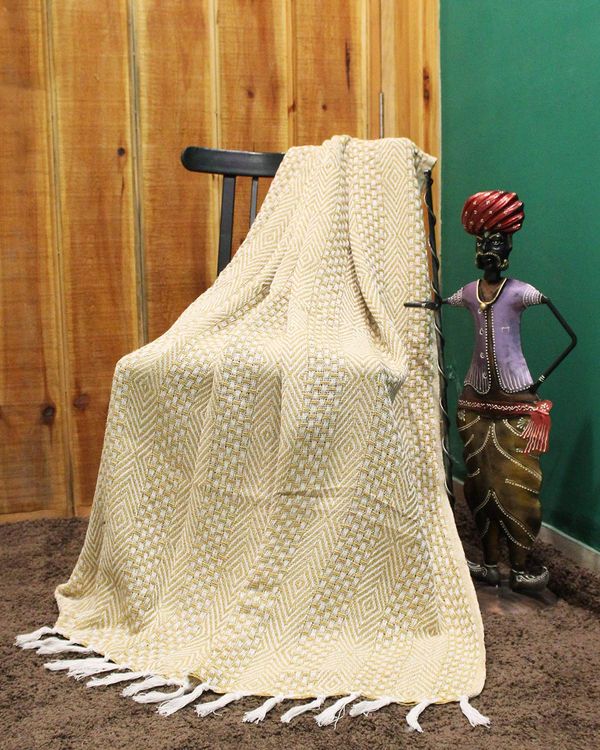 LUXE HOME INTERNATIONAL Cotton Blanket Ultra Soft Throw( Mustard Yellow, 50 x 60 Inch) - Mustard Yellow