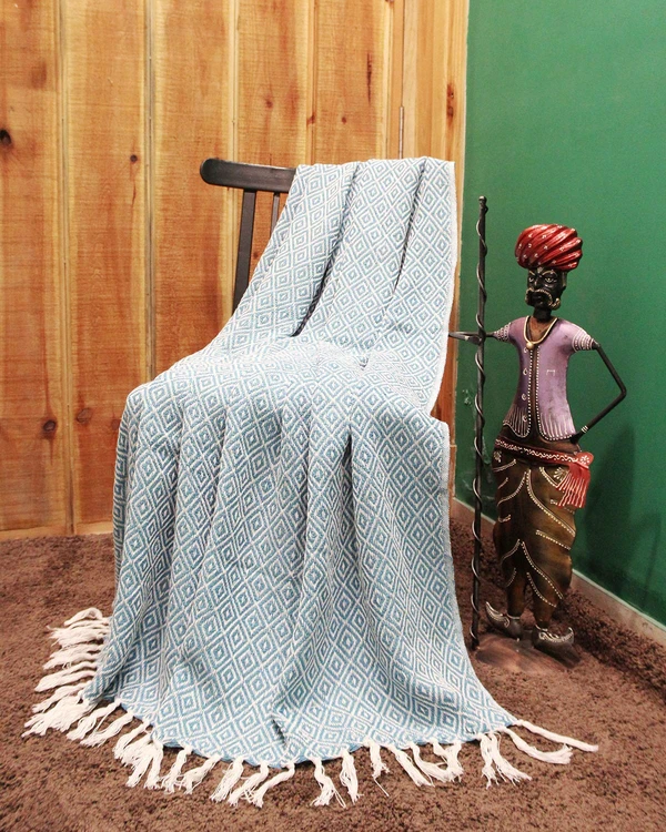 LUXE HOME INTERNATIONAL Cotton Blanket Ultra Soft Throw( Aqua Blue, 50 x 60 Inch) - Aqua Blue