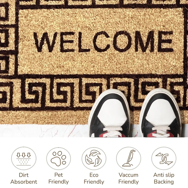 Luxe Home International  Geometric Design Coir Doormat for Entrance (71 x 45 cm ) - 71x 45 Cm, Gold