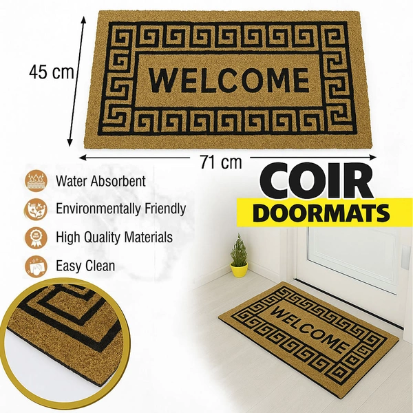 Luxe Home International  Geometric Design Coir Doormat for Entrance (71 x 45 cm ) - 71x 45 Cm, Gold