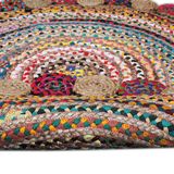 LUXE HOME INTERNATIONAL Hand Made Jute Rug for Living Room ( Multi, 4x4 Round ) - Multi
