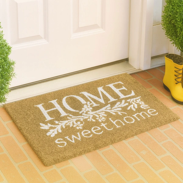 Luxe Home International  Home Sweet Home Printed Design Coir Doormat for Entrance (71 x 45 cm ) - 71x 45 Cm, White