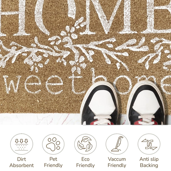 Luxe Home International  Home Sweet Home Printed Design Coir Doormat for Entrance (71 x 45 cm ) - 71x 45 Cm, White