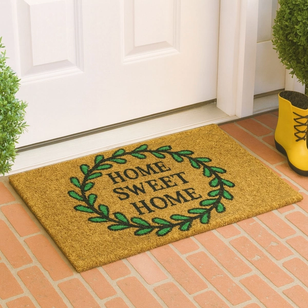 Luxe Home International  Home Sweet Home Printed Design Coir Doormat for Entrance (71 x 45 cm ) - 71x 45 Cm, Gold