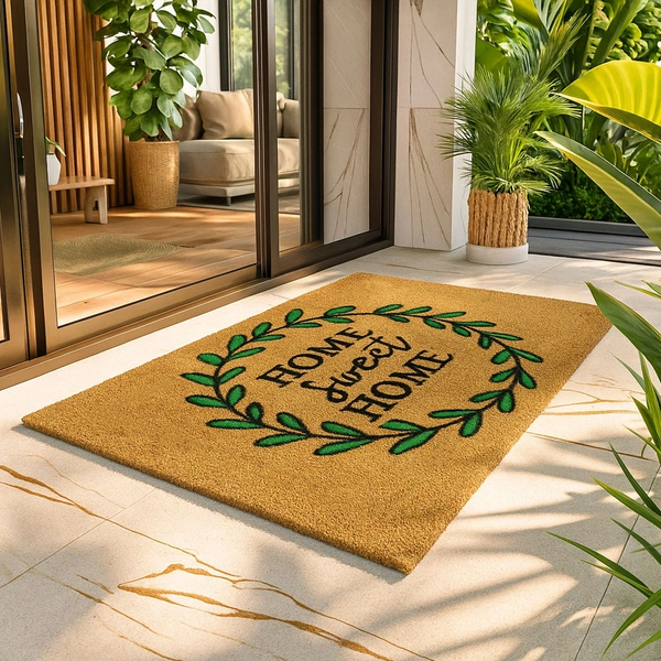 Luxe Home International  Home Sweet Home Printed Design Coir Doormat for Entrance (71 x 45 cm ) - 71x 45 Cm, Gold