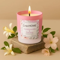 Luxe Home International Honey Suckle Davana Scented Candle 7.5x7 cm for Home Decor Bedroom Living Room Spa Bathroom Party Romantic Dinner and Gifting Pack of 1 Candle - 7.5x7cm, Pink