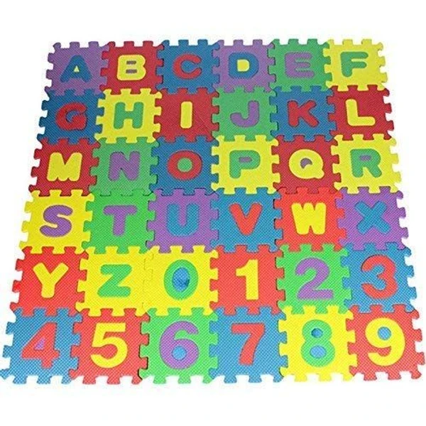LUXE HOME INTERNATIONAL KidsPuzzleMat36ColorfulEvaTilesPlayorInterlockingLearningAlphabetandNumber(Multicolors,Large,Packof1) - Multi