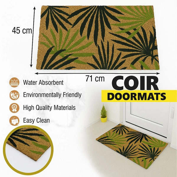 Luxe Home International  Leaf Design Coir Doormat for Entrance (71 x 45 cm ) - 71x 45 Cm, Multicolor