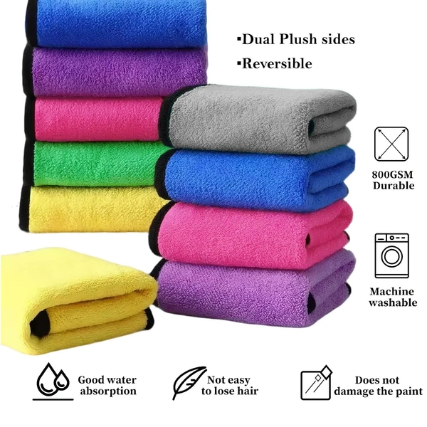 Luxe Home International LUXE HOME INTERNATIONAL Microfiber Car Cleaning Cloth - Soft 600 GSM Kitchen, Gym, Car, Glass & Home - Ultra Soft & Highly Absorbent Cleaning Cloth Set of 12 (30x40 cm, Solid Multi-Colour) - 30x40, Multicolor