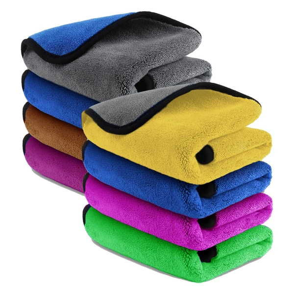Luxe Home International LUXE HOME INTERNATIONAL Microfiber Car Cleaning Cloth - Soft 600 GSM Kitchen, Gym, Car, Glass & Home - Ultra Soft & Highly Absorbent Cleaning Cloth Set of 8 (30x40 cm, Solid Multi-Colour) - 30x40, Multicolor