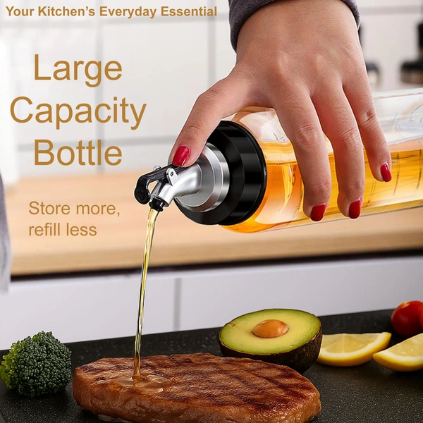 Luxe Home International Plastic Oil Dispenser 1000ml | Transparent, Leak-Proof, BPA-Free Oil Bottle for Cooking Oils & Vinegar | Kitchen Accessories Items For Home | 1000ml | Pack of 2 - Large, Transparent