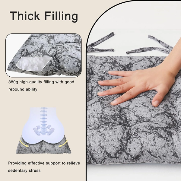 Luxe Home International Polyester Chair Cushion Pad for Office Chair , Soft Cushioned Seat Pad with Ties, Washable & Comfortable Chair Cushion 18X18 Inch, Grey (Pack of 6) - 45x45 cm, Grey