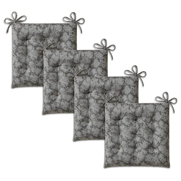 Luxe Home International Polyester Chair Cushion Pad for Office Chair , Soft Cushioned Seat Pad with Ties, Washable & Comfortable Chair Cushion 18X18 Inch, Grey (Pack of 4) - 45x45 cm, Grey