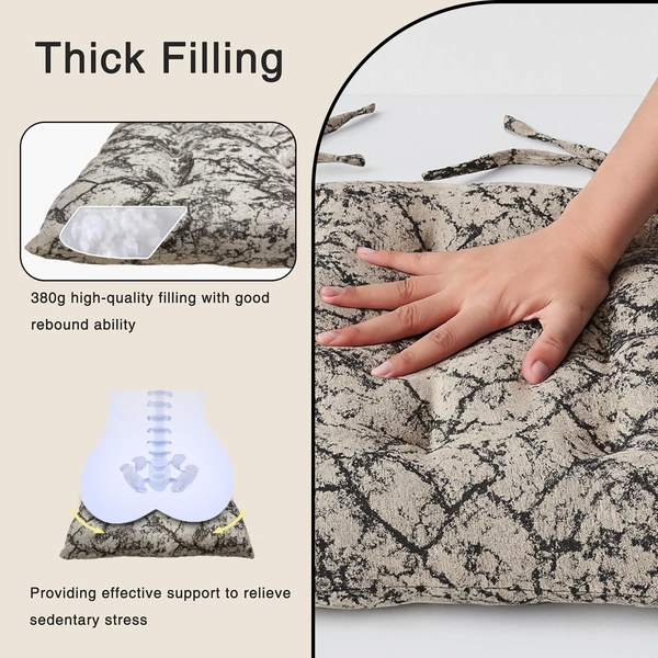 Luxe Home International Polyester Chair Cushion Pad for Office Chair , Soft Cushioned Seat Pad with Ties, Washable & Comfortable Chair Cushion 18X18 Inch, White (Pack of 6) - 45x45 cm, White