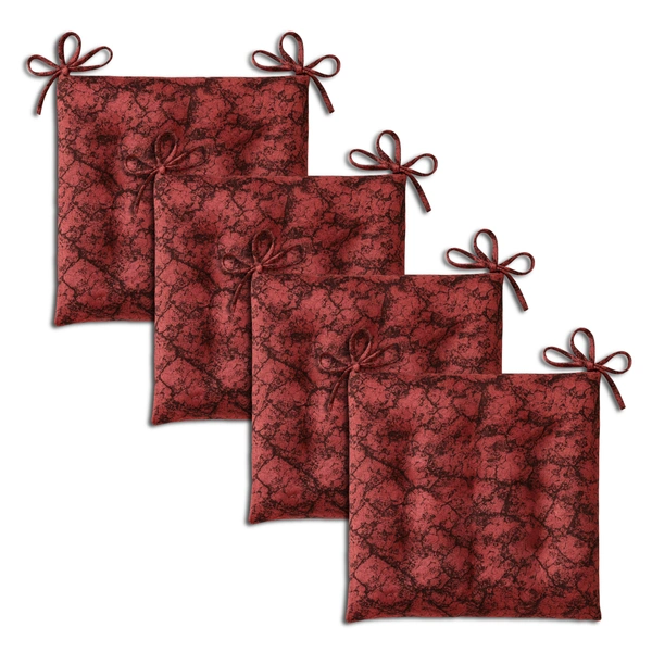Luxe Home International Polyester Chair Cushion Pad for Office Chair , Soft Cushioned Seat Pad with Ties, Washable & Comfortable Chair Cushion 18X18 Inch, Red (Pack of 4) - 45x45 cm, Red