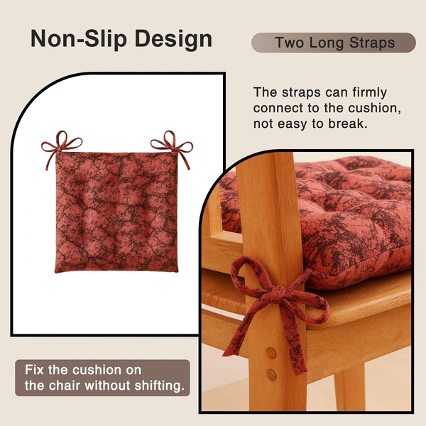 Luxe Home International Polyester Chair Cushion Pad for Office Chair , Soft Cushioned Seat Pad with Ties, Washable & Comfortable Chair Cushion 18X18 Inch, Red (Pack of 1) - 45x45 cm, Red