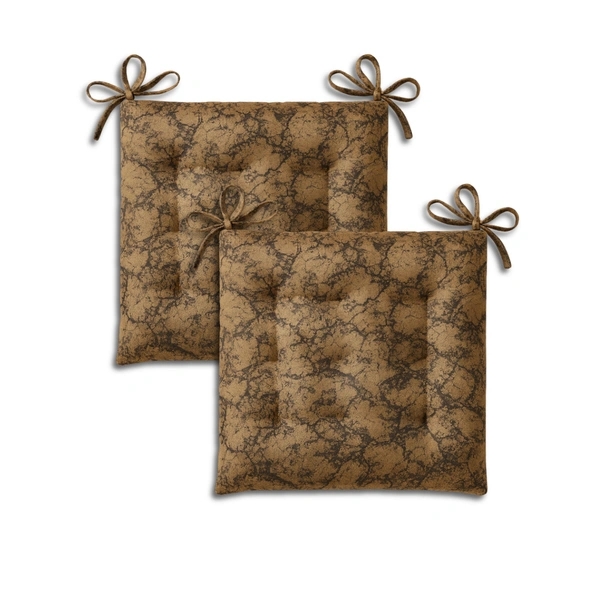 Luxe Home International Polyester Chair Cushion Pad for Office Chair , Soft Cushioned Seat Pad with Ties, Washable & Comfortable Chair Cushion 18X18 Inch, Brown (Pack of 2) - 45x45 cm, Brown