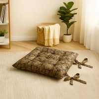 Luxe Home International Polyester Chair Cushion Pad for Office Chair , Soft Cushioned Seat Pad with Ties, Washable & Comfortable Chair Cushion 18X18 Inch, Brown (Pack of 4) - 45x45 cm, Brown