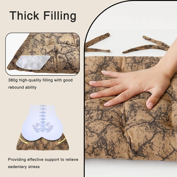 Luxe Home International Polyester Chair Cushion Pad for Office Chair , Soft Cushioned Seat Pad with Ties, Washable & Comfortable Chair Cushion 18X18 Inch, Brown (Pack of 1) - 45x45 cm, Brown
