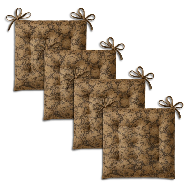 Luxe Home International Polyester Chair Cushion Pad for Office Chair , Soft Cushioned Seat Pad with Ties, Washable & Comfortable Chair Cushion 18X18 Inch, Brown (Pack of 4) - 45x45 cm, Brown
