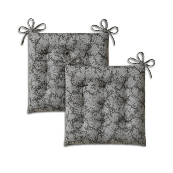 Luxe Home International Polyester Chair Cushion Pad for Office Chair , Soft Cushioned Seat Pad with Ties, Washable & Comfortable Chair Cushion 18X18 Inch, Grey (Pack of 2) - 45x45 cm, Grey