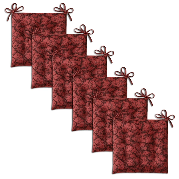 Luxe Home International Polyester Chair Cushion Pad for Office Chair , Soft Cushioned Seat Pad with Ties, Washable & Comfortable Chair Cushion 18X18 Inch, Red (Pack of 6) - 45x45 cm, Red