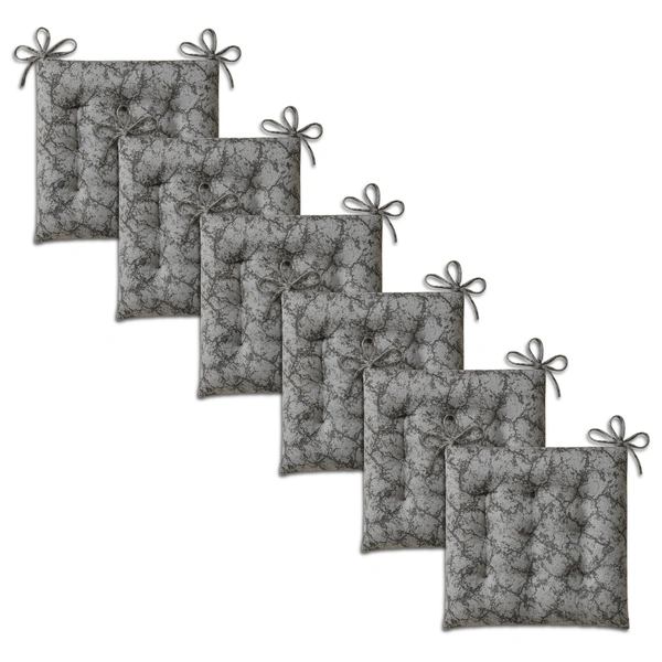 Luxe Home International Polyester Chair Cushion Pad for Office Chair , Soft Cushioned Seat Pad with Ties, Washable & Comfortable Chair Cushion 18X18 Inch, Grey (Pack of 6) - 45x45 cm, Grey