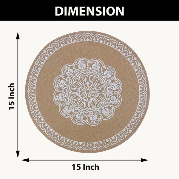 Luxe Home International PVC Beige Mandala Design Round Table Placemat � Heat Resistant, Non-Slipy Premium Dining Placemat for Kitchen & Home (15x15 Inches) � Pack of 1 - Round, Beige, 1.Heat resistant and easy to clean.
2.Perfect for dining table and kitchen use.
3.Protects dining table from scratches, spills, and stains.
4.Non-slip surface keeps placemat stable on table.
5.Available in pack of , 2, 4, or 6.
6.Round placemat made of high-quality PVC material.