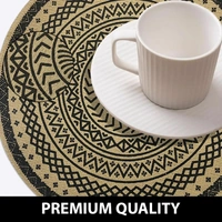 Luxe Home International PVC Black Mandala Design Round Table Placemat � Heat Resistant, Non-Slipy Premium Dining Placemat for Kitchen & Home (15x15 Inches) � Pack of 1 - Round, Black, 1.Heat resistant and easy to clean.
2.Perfect for dining table and kitchen use.
3.Protects dining table from scratches, spills, and stains.
4.Non-slip surface keeps placemat stable on table.
5.Available in pack of , 2, 4, or 6.
6.Round placemat made of high-quality PVC material.
