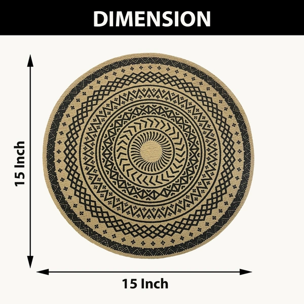 Luxe Home International PVC Black Mandala Design Round Table Placemat � Heat Resistant, Non-Slipy Premium Dining Placemat for Kitchen & Home (15x15 Inches) � Pack of 1 - Round, Black, 1.Heat resistant and easy to clean.
2.Perfect for dining table and kitchen use.
3.Protects dining table from scratches, spills, and stains.
4.Non-slip surface keeps placemat stable on table.
5.Available in pack of , 2, 4, or 6.
6.Round placemat made of high-quality PVC material.