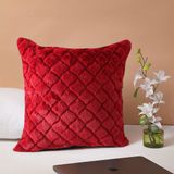 LUXE HOME INTERNATIONAL Rabbit Fur Diamond Design Ultra Soft Cushion Cover Both Side Fur for Home Décor, Sofa, Bedroom, Festival Gifting, Living Room 16x16 Set of 2 - Maroon