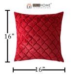 LUXE HOME INTERNATIONAL Rabbit Fur Diamond Design Ultra Soft Cushion Cover Both Side Fur for Home Décor, Sofa, Bedroom, Festival Gifting, Living Room 16x16 Set of 2 - Maroon