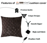 LUXE HOME INTERNATIONAL Rabbit Fur Diamond Design Ultra Soft Cushion Cover Both Side Fur for Home Décor, Sofa, Bedroom, Festival Gifting, Living Room 16x16 Set of 2 - Cocoa