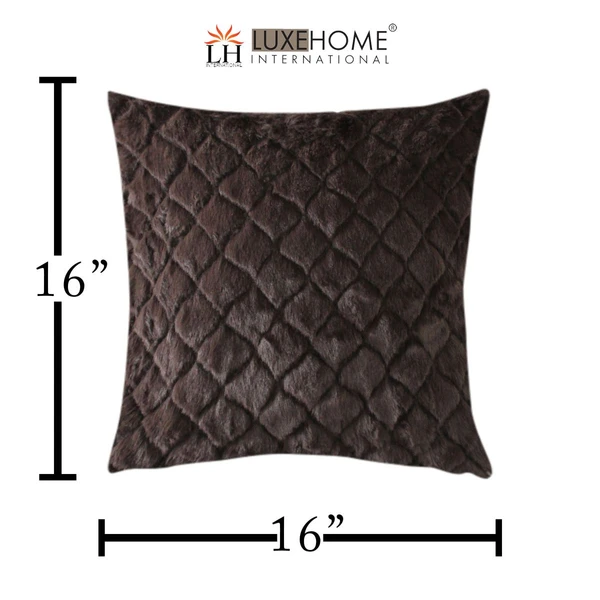 LUXE HOME INTERNATIONAL RabbitFurDiamondDesignUltraSoftCushionCoverBothSideFurforHomeDécor,Sofa,Bedroom,FestivalGifting,LivingRoom16x16Setof2 - Cocoa